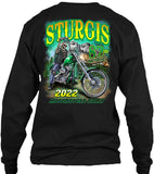 2022 Sturgis Motorcycle Rally Green Skeleton Rider 82nd Anniversary