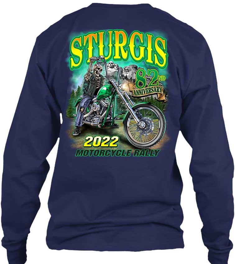 2022 Sturgis Motorcycle Rally Green Skeleton Rider 82nd Anniversary