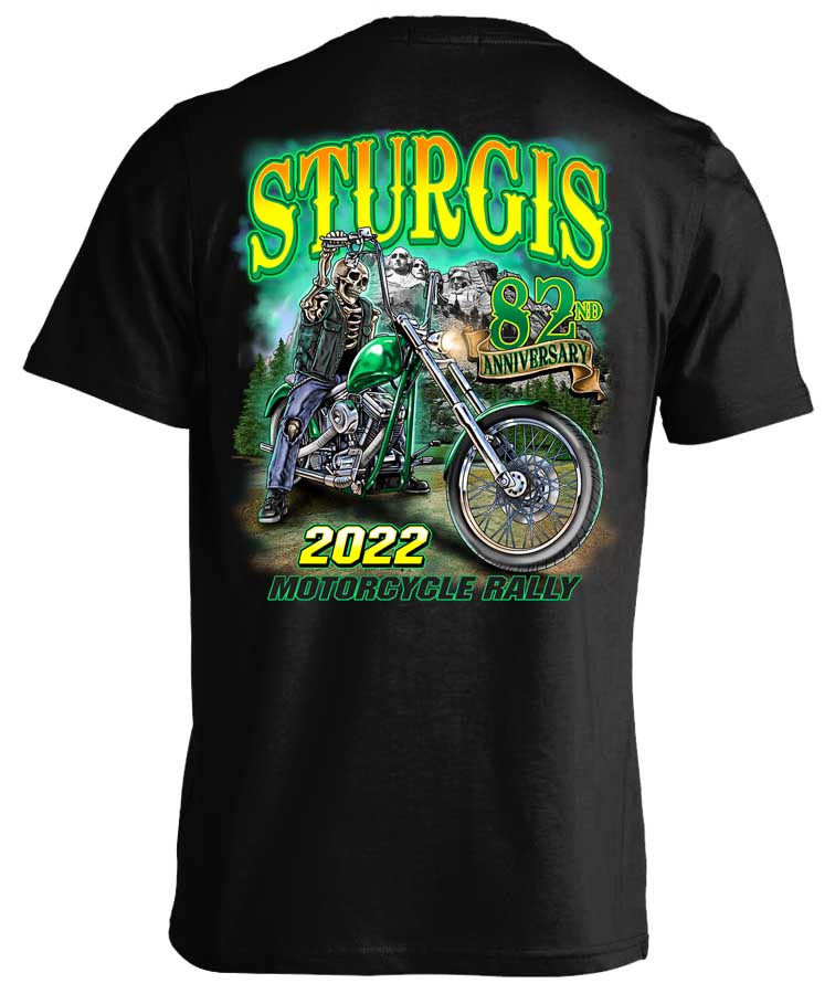 2022 Sturgis Motorcycle Rally Green Skeleton Rider 82nd Anniversary