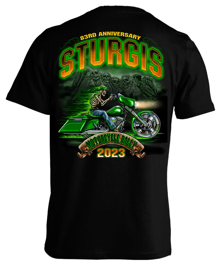 2023 Sturgis Motorcycle Rally Green Skeleton Rider - 83rd Anniversary