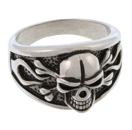 Stainless Steel 2D Evil Skull Ring