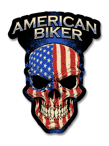 American Biker Skull Decal