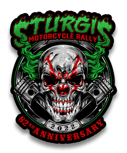 2022 Sturgis Rally Green Skull Clown 82nd Anniversary Decal