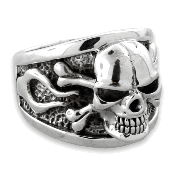 Sterling Silver Poison Skull with Fire Ring