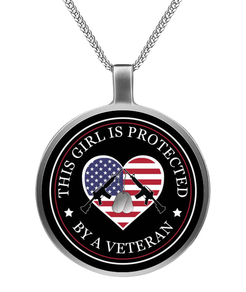 This Girl Is Protected By A Veteran Necklace