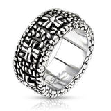 Stainless Steel Cross Band Ring