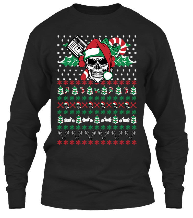 Ugly Christmas Skull Motorcycle