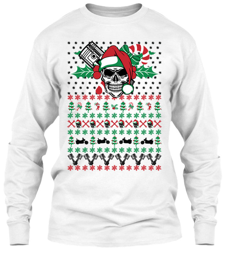 Ugly Christmas Skull Motorcycle