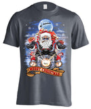 Biker Santa's Motorcycle Ugly Christmas T-shirt (Front Print)