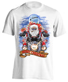 Biker Santa's Motorcycle Ugly Christmas T-shirt (Front Print)