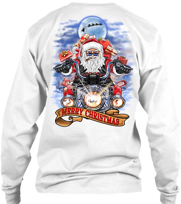Biker Santa's Motorcycle Ugly Christmas T-shirt