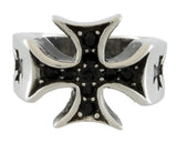 Stainless Steel Black Stones Iron Cross Ring