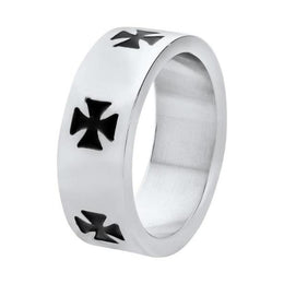 Stainless Steel Black Celtic Crosses Ring