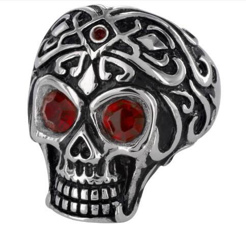 Stainless Steel Red CZ Eyed Royal Tribe Ring