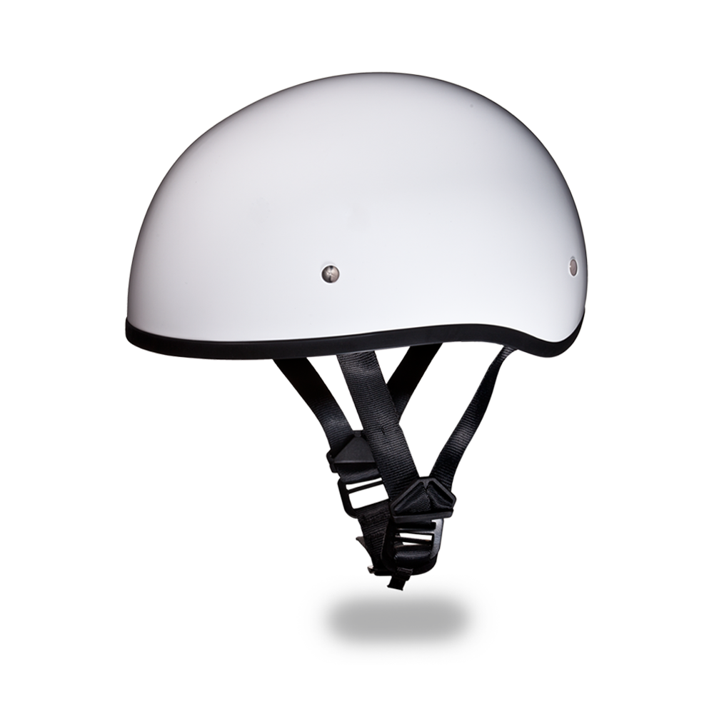 D.O.T. DAYTONA SKULL CAP W/O VISOR- HI GLOSS WHITE 1/2 SHELL HELMET