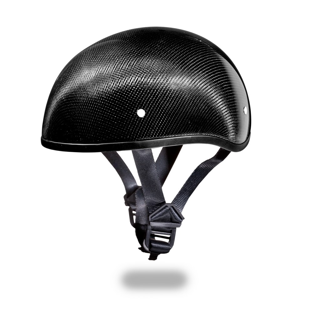 D.O.T. DAYTONA SKULL CAP W/O VISOR- GREY CARBON FIBER 1/2 SHELL HELMET