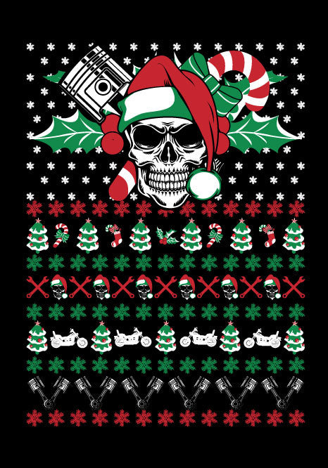 Ugly Christmas Skull Motorcycle