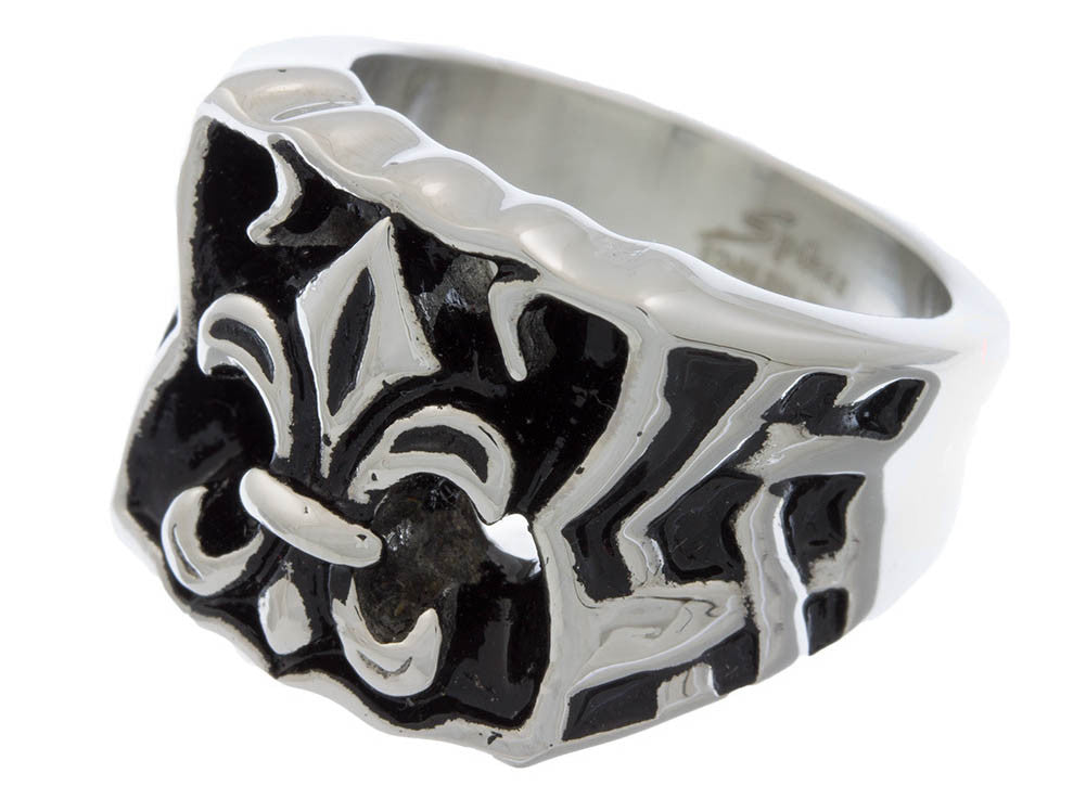 Jewelry - Stainless Steel Fleur De Lis Bow Wide Ring