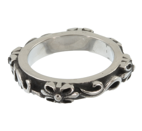 Stainless Steel Vintage-Style Floral Ring