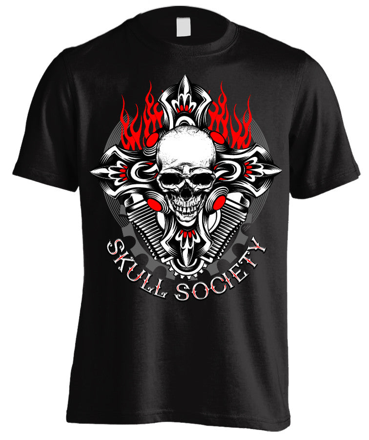 T-shirt - Biker Cross & Skull (Front Print)