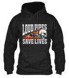T-shirt - Loud Pipes Save Lives Screaming Skull