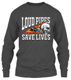 T-shirt - Loud Pipes Save Lives Screaming Skull