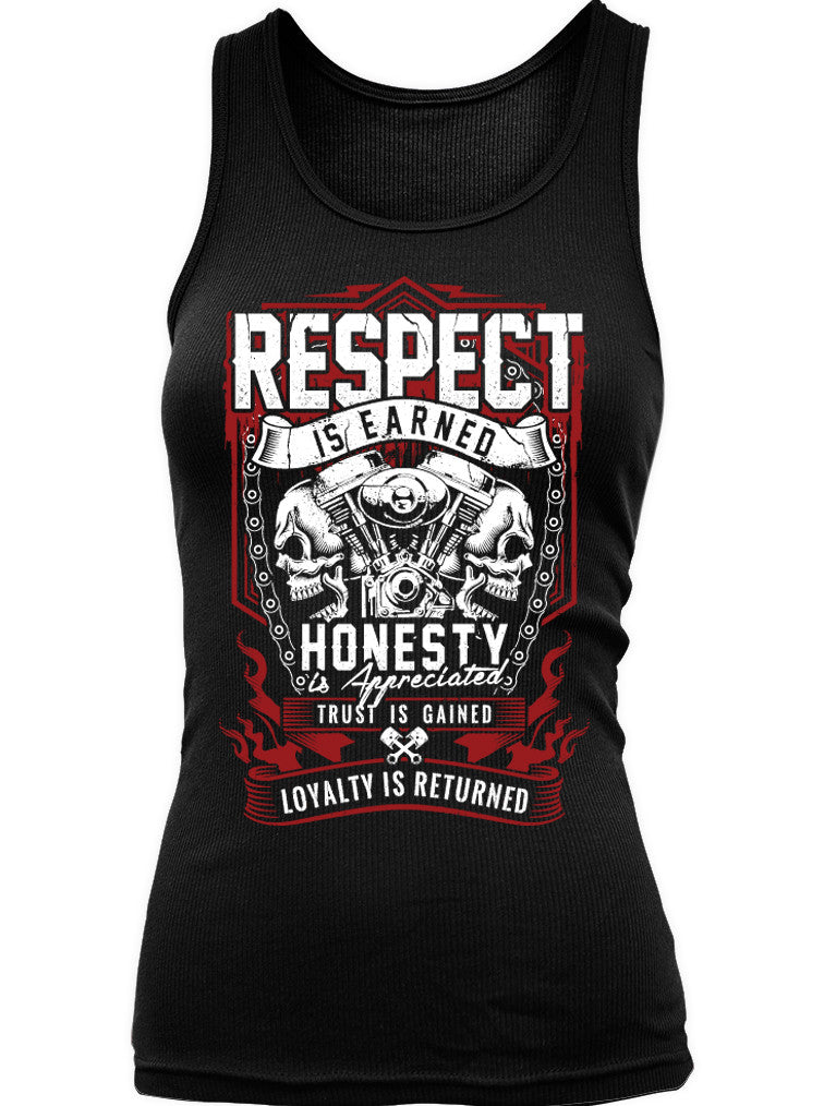 T-shirt - Respect Is Earned Skull & Engine (Ladies)