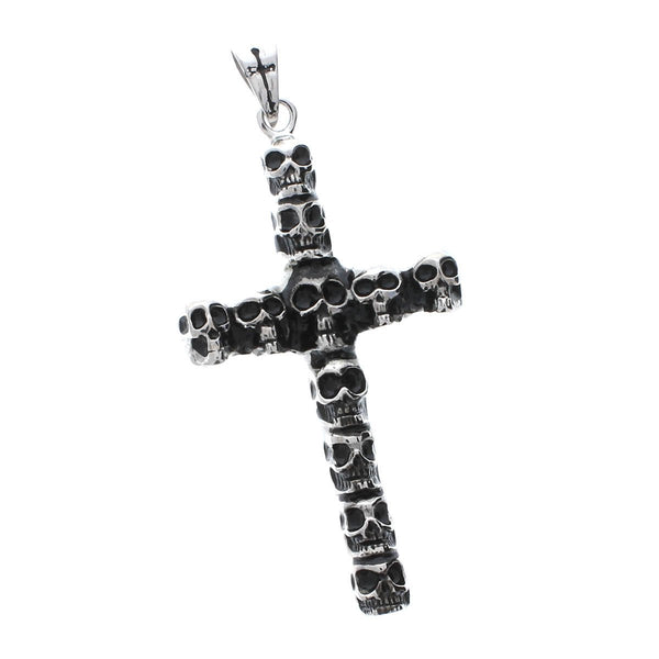 Stainless Steel Skull Stacked Cross Pendant – SkullSociety
