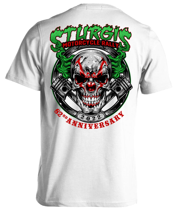 2022 Sturgis Motorcycle Rally Green Skull Clown - 82nd Anniversary T-shirt