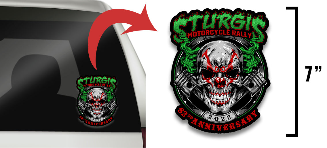 2022 Sturgis Rally Green Skull Clown 82nd Anniversary Decal