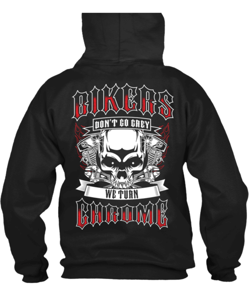 T-shirt - Bikers Don't Go Grey We Turn Chrome - Flames & Engine