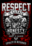 T-shirt - Respect Is Earned Skull & Engine (Front Print)