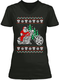 Ugly Christmas T-shirt Biker Santa (Ladies)