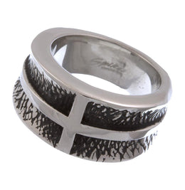 Stainless Steel Wide Cross Ring